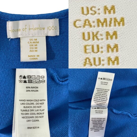 House Of Harlow 1969 Lux Essentials Knit Tank Dress M Blue Cutout Midi Bodycon - Picture 3 of 11